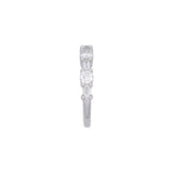 14K White Gold Alternating Baguette And Round Diamond Band