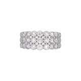 14K White Gold Three Row Bezel Set Diamond Band