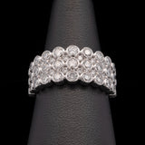14K White Gold Three Row Bezel Set Diamond Band