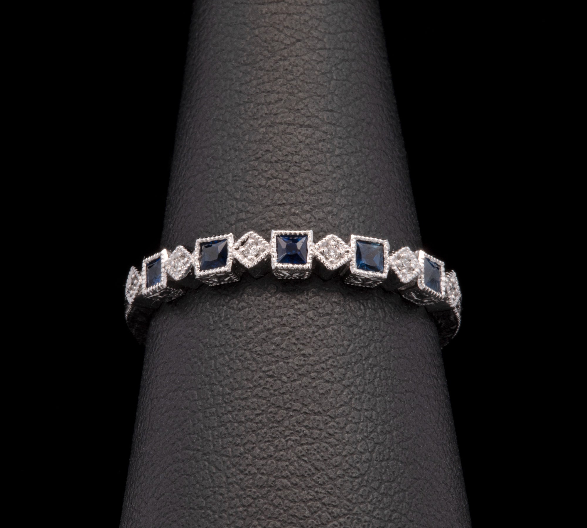 18K White Gold Sapphire And Diamond Half Eternity Band