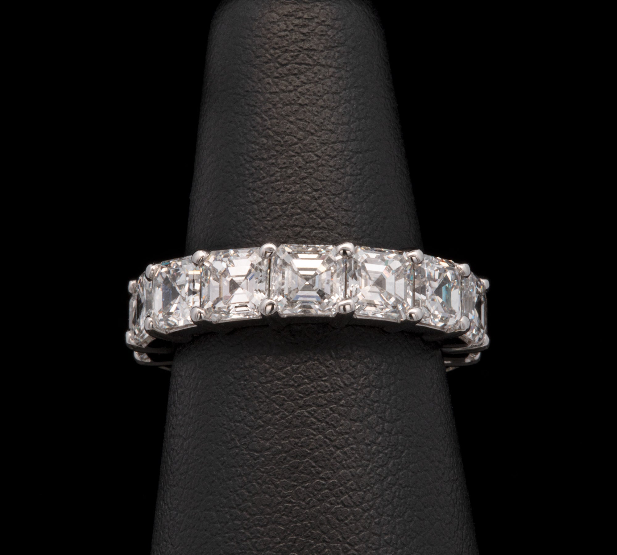 Platinum Ascher Cut Diamond Eternity Band