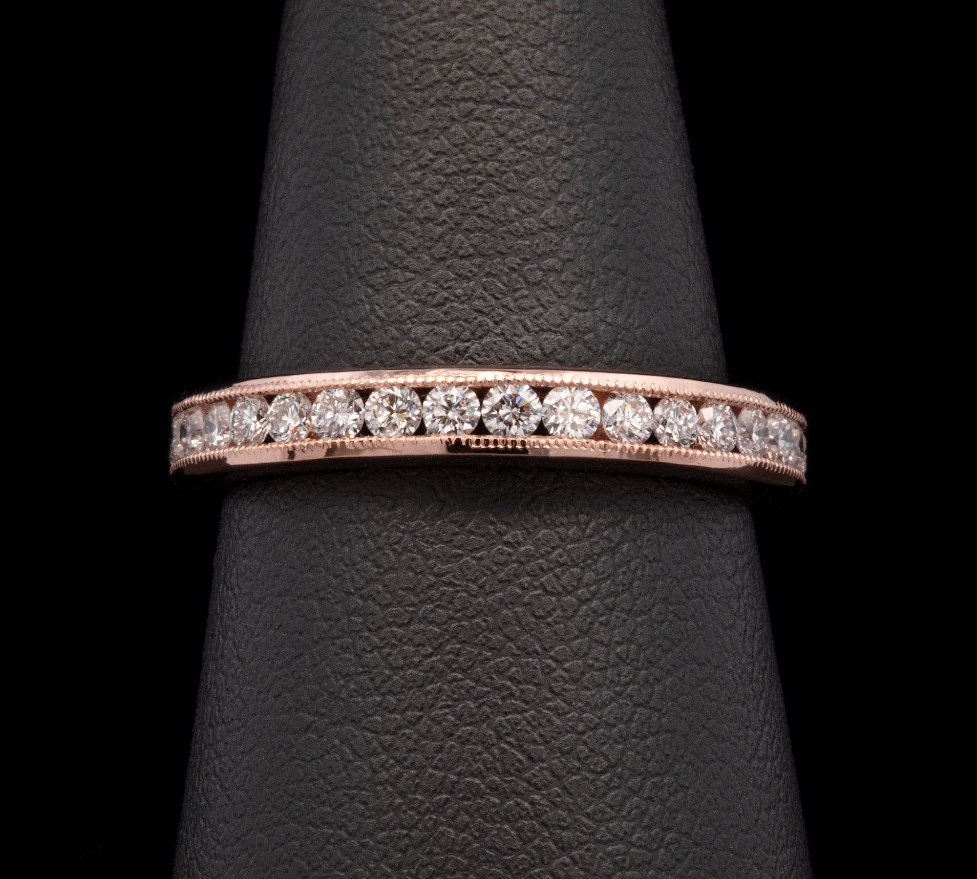 18K Rose Gold Channel Set Diamond Half Eternity Band