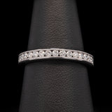18K White Gold Channel Set Diamond Half Eternity Band With Milgrain Edge