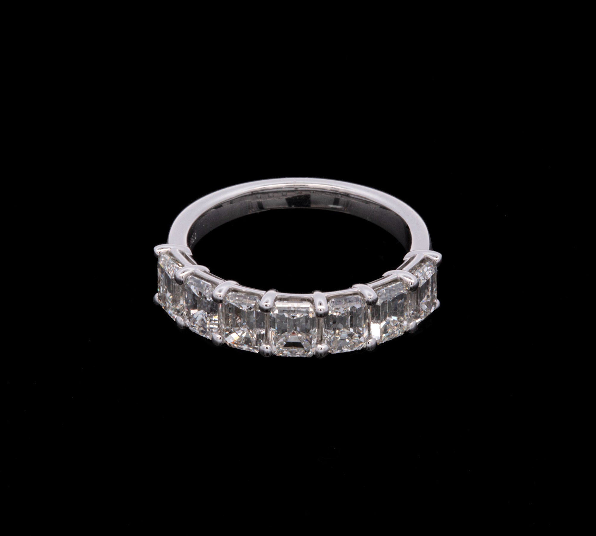 Platinum Seven Stone Emerald Cut 2.98ctw Diamond Half Eternity Band