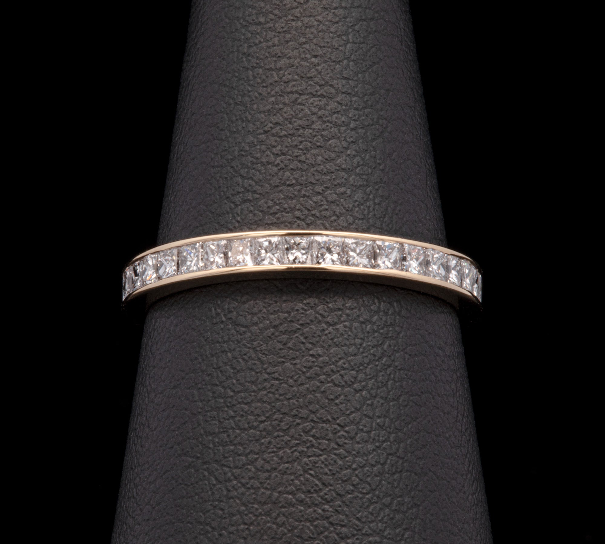 18K Yellow Gold 2.5mm Wide Princess Cut Diamond Eternity Band
