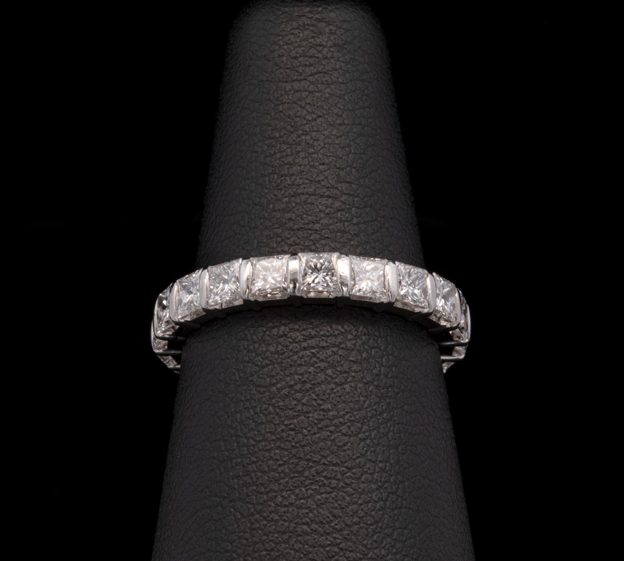Platinum Bar Set Princess Cut Diamond Eternity Band
