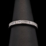 18K White Gold Baguette Cut And Round Brilliant Cut Diamond Half Eternity Band