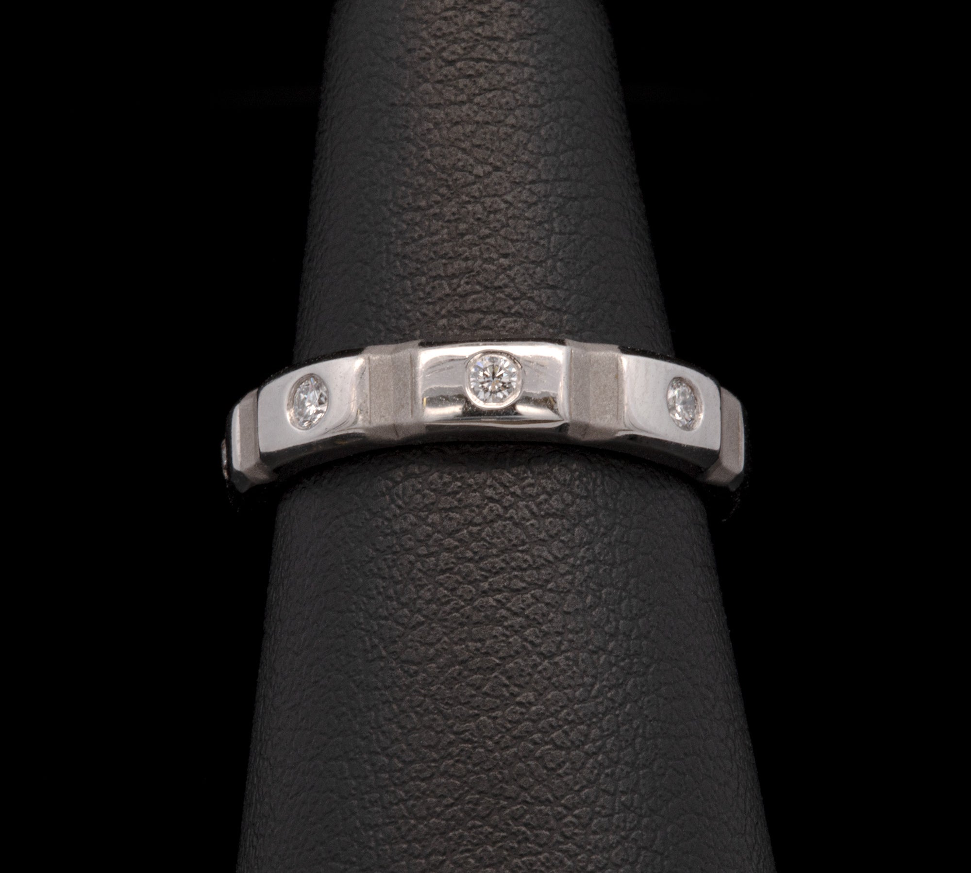 Platinum Diamond Faceted Wide Eternity Band