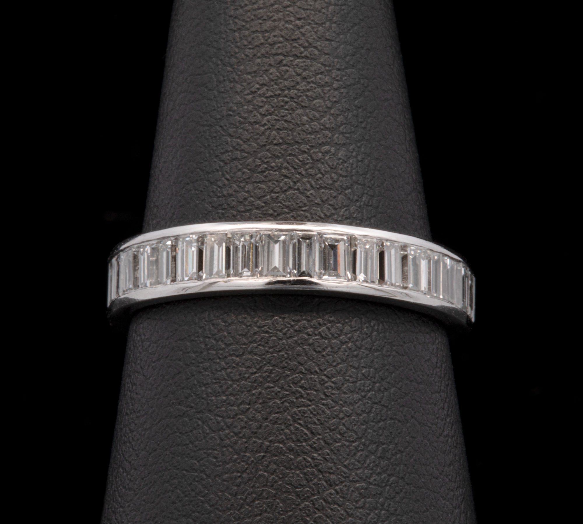 Platinum Channel Set Baguette Diamond Eternity Band