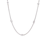 18K White Gold Alternating Marquise And Round Diamond Station Necklace, 18 Inches