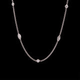 18K White Gold Alternating Marquise And Round Diamond Station Necklace, 18 Inches