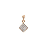 14K Yellow Gold Pave set Princess Cut Diamond Pendant