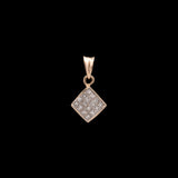 14K Yellow Gold Pave set Princess Cut Diamond Pendant