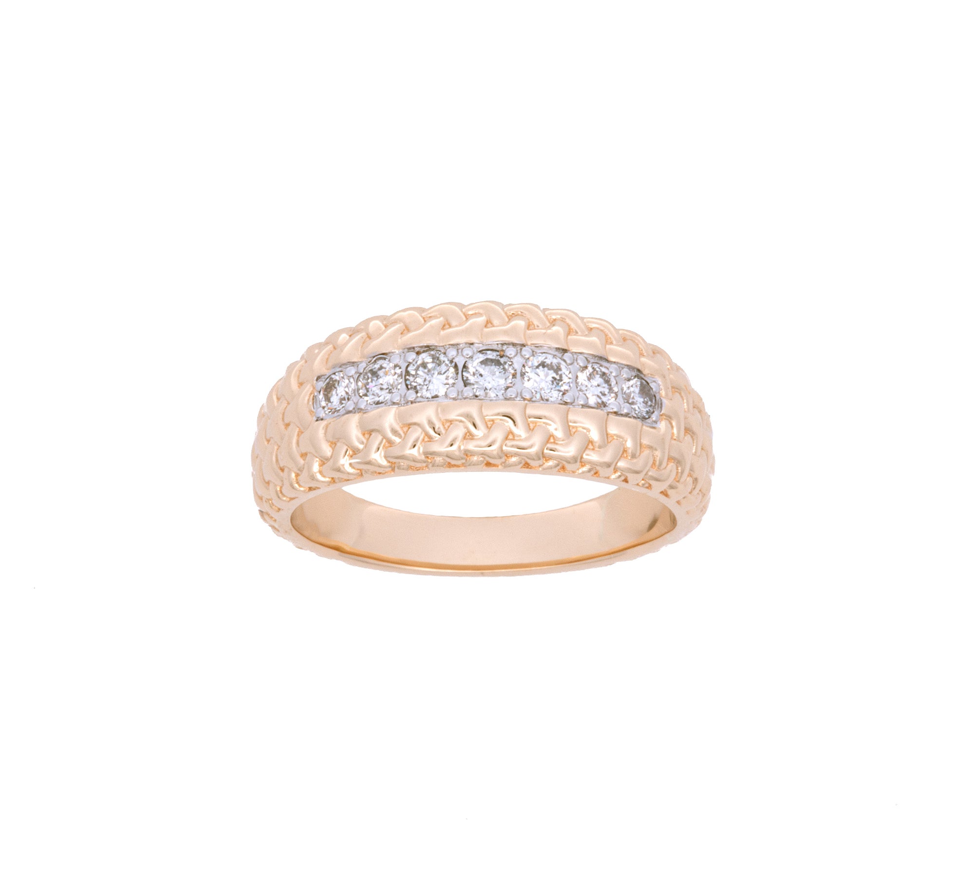 14K Yellow Gold Diamond Woven Gold Band