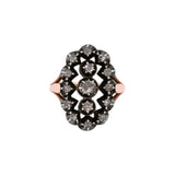 14K Yellow Gold And Oxidized Silver Rose Cut Diamond Ring