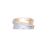 14K Yellow And White Gold Two-Tone Wide Diamond Band