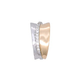 14K Yellow And White Gold Two-Tone Wide Diamond Band