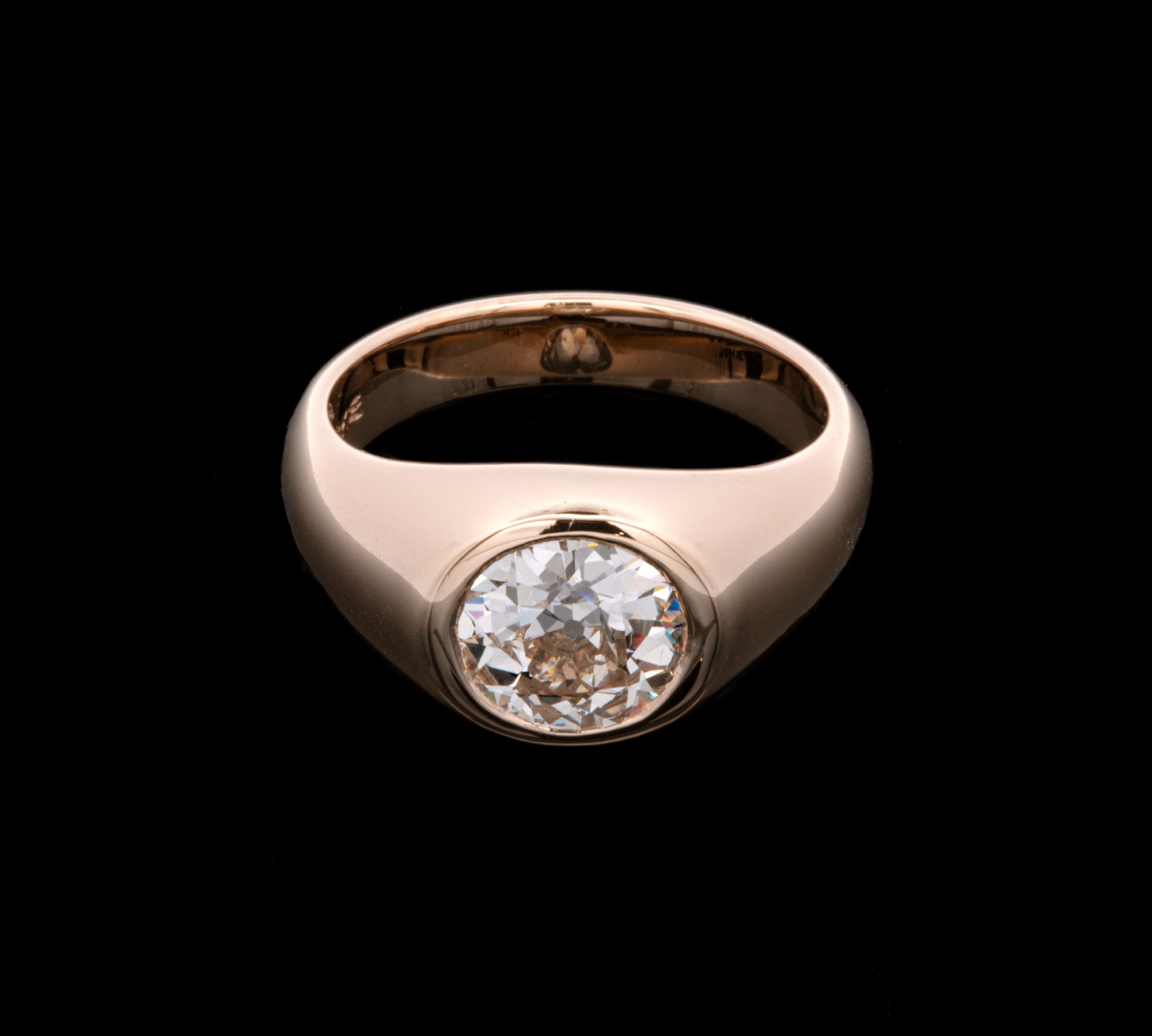 18K Yellow Gold Bezel Set Old European Cut Diamond Ring