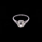 Platinum And 18K White Gold Art Deco Old Mine Cut Diamond Ring