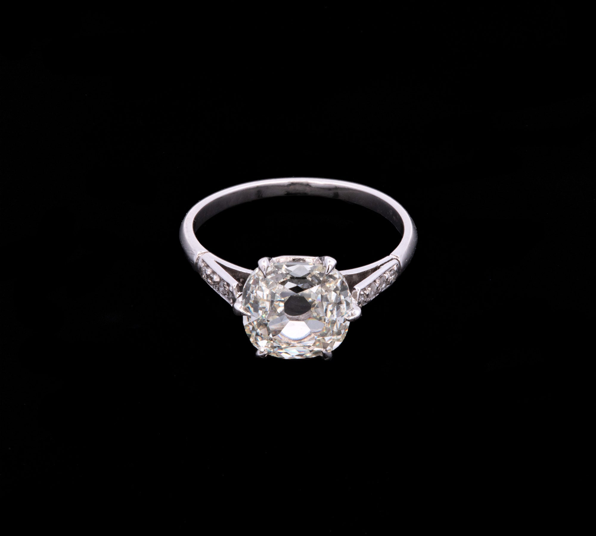 Platinum And 18K White Gold Art Deco Old Mine Cut Diamond Ring