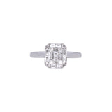 18K White Gold Round And Baguette Diamond Ring