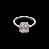 18K White Gold Round And Baguette Diamond Ring