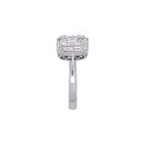 18K White Gold Round And Baguette Diamond Ring