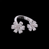 18K White Gold Diamond Flower Ring