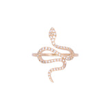 14K Yellow Gold Snake Ring With Diamonds