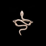14K Yellow Gold Snake Ring With Diamonds