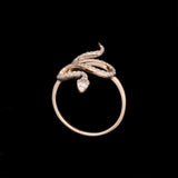 14K Yellow Gold Snake Ring With Diamonds