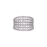 14K White Gold Wide Five Row Diamond Band
