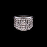 14K White Gold Wide Five Row Diamond Band