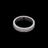 18K White Gold Three Row Diamond Band
