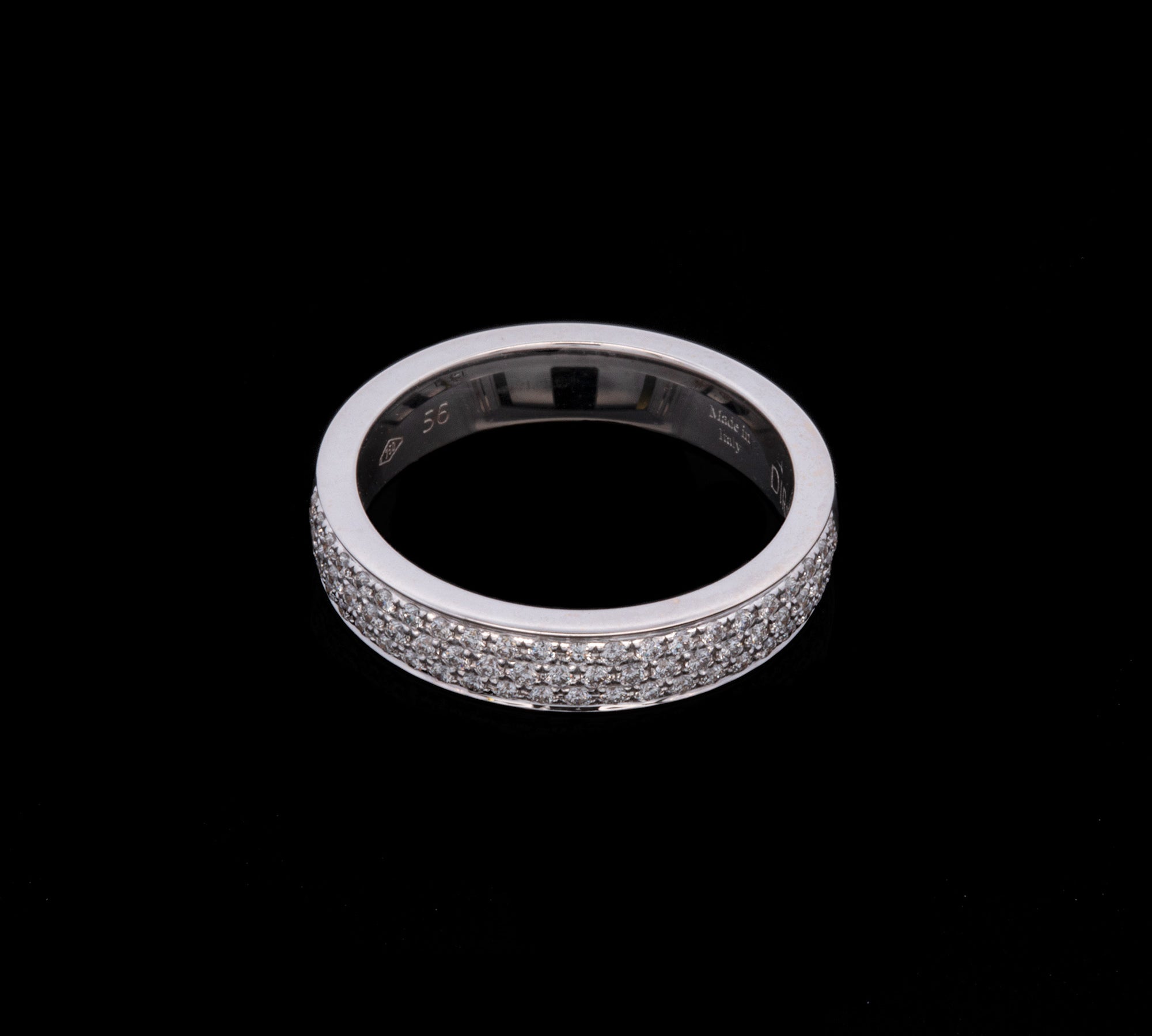 18K White Gold Three Row Diamond Band