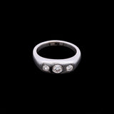 18K White Gold Three Stone Diamond Ring