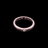 14K Rose Gold Band With Burnished Round Diamond