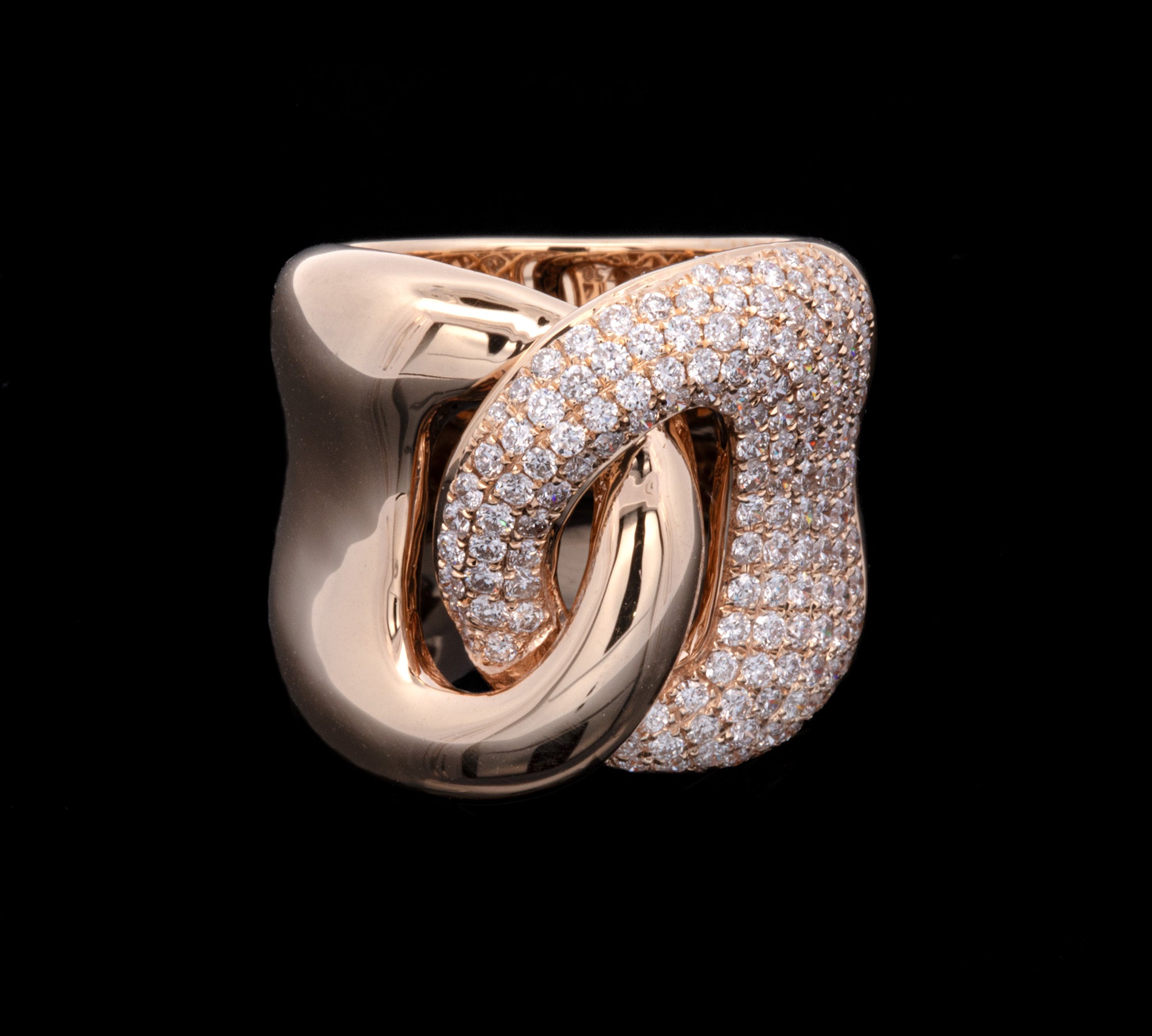 18K Yellow Gold Diamond Freeform Ring