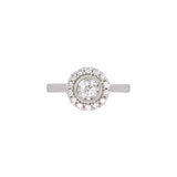 14K White Gold Illusion set Diamond Ring With Diamond Halo