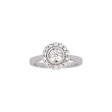 14K White Gold Illusion set Diamond Ring With Diamond Halo