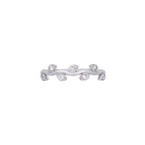 14K White Gold Diamond Off-Set Diamond Leaf Band