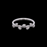 14K White Gold Diamond Off-Set Diamond Leaf Band