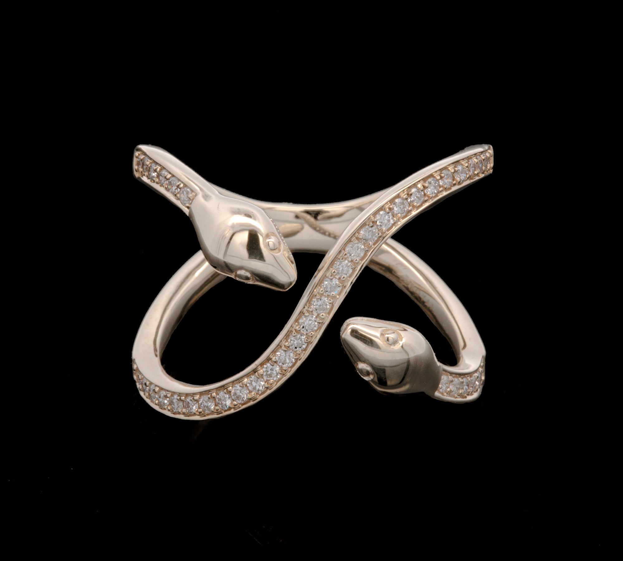 14K Yellow Gold Diamond Snake Ring