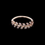 14K Yellow Gold Off-Set Diamond Leaf Ring