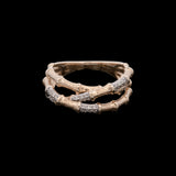 14K Yellow Gold Bamboo Diamond Criss-Cross Ring