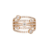 14K Yellow Gold Five Row Diamond Ring
