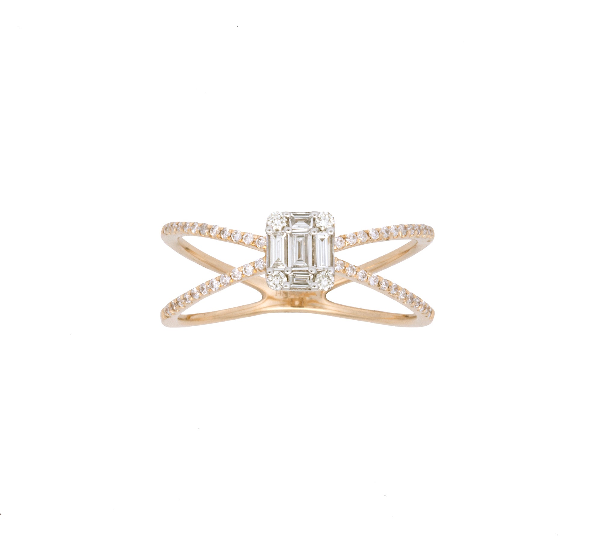 14K Yellow Gold Double Band Diamond Ring