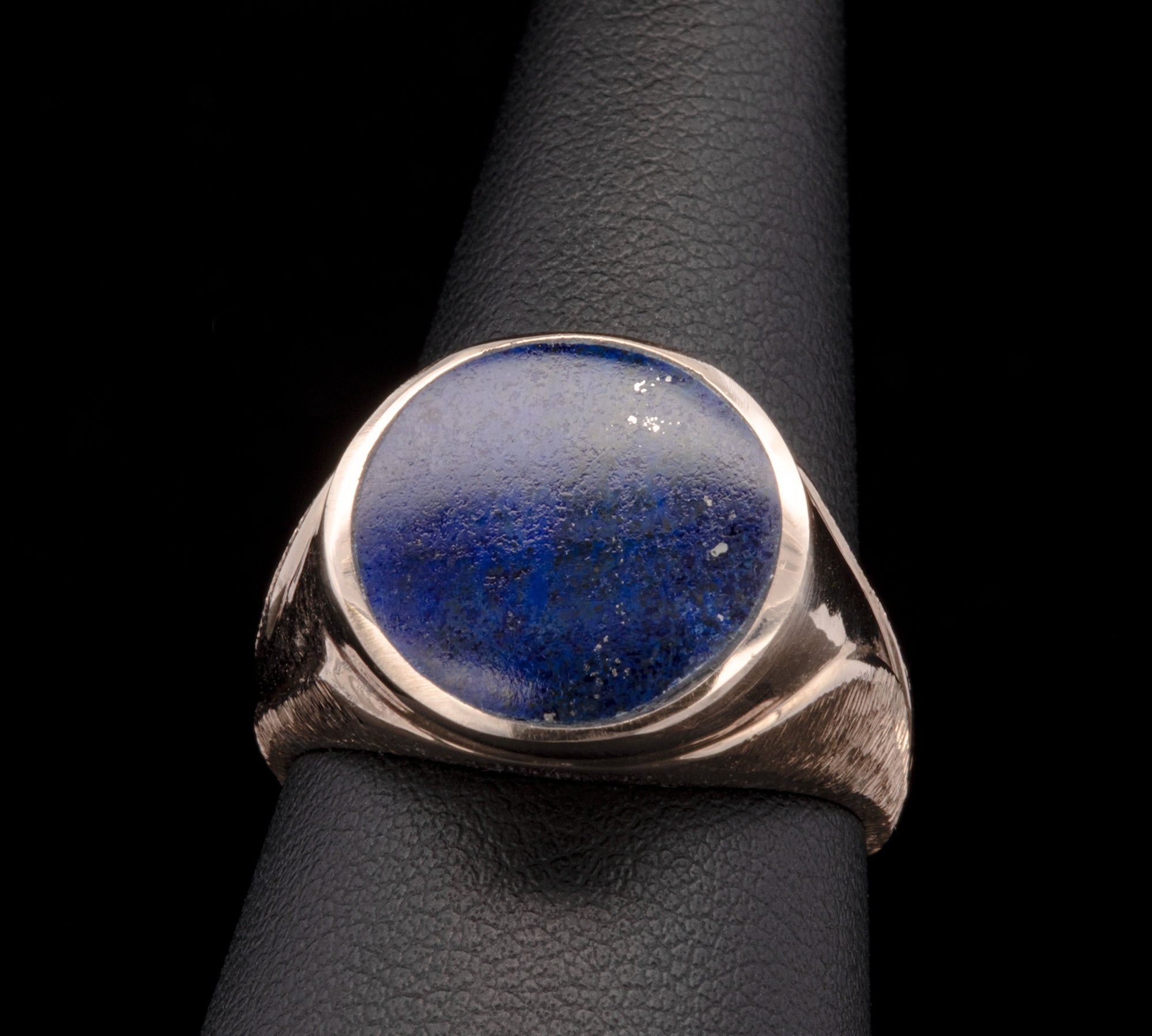 14K Yellow Gold Lapis Disc Ring