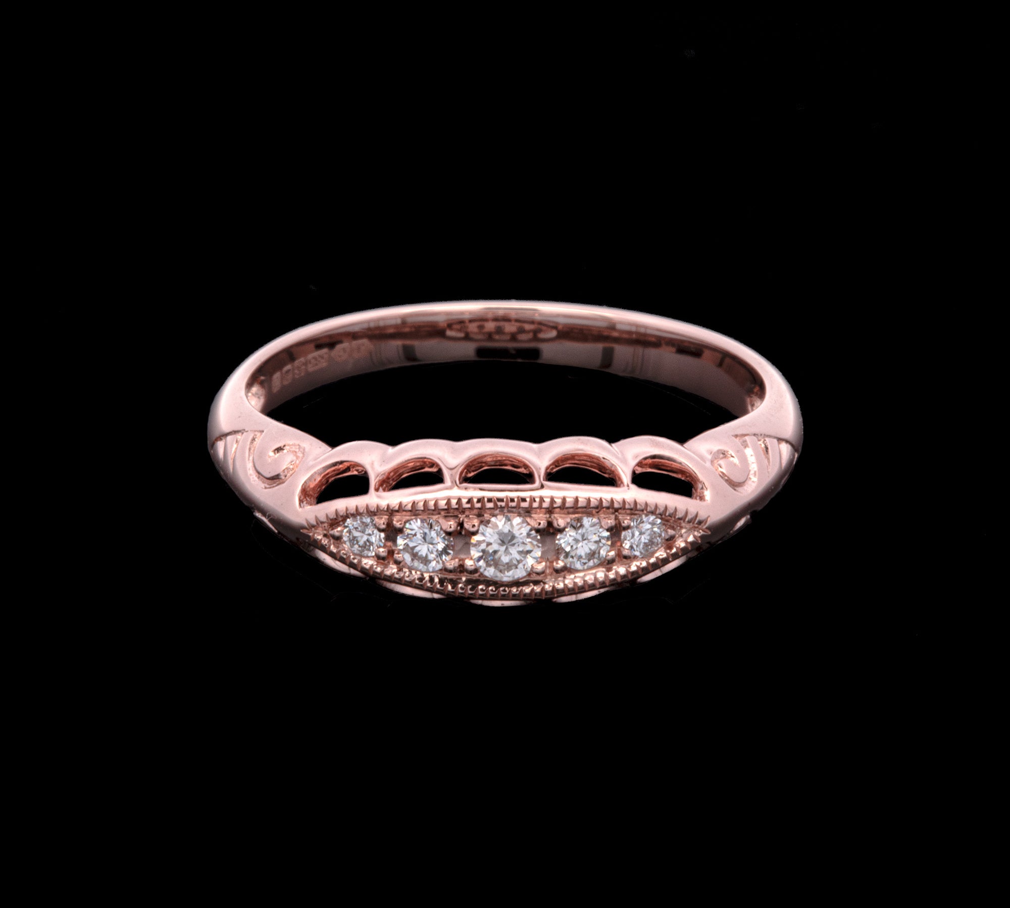 14K Rose Gold Five-Stone Diamond Band