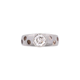 14K White Gold Bezel Set Diamond And Topaz Ring